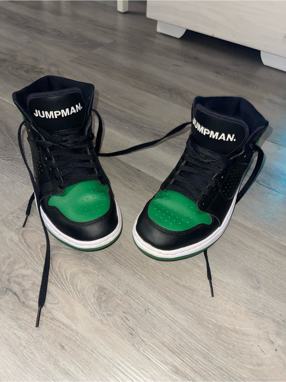 Jordan Black and Green High-Top Sneakers
